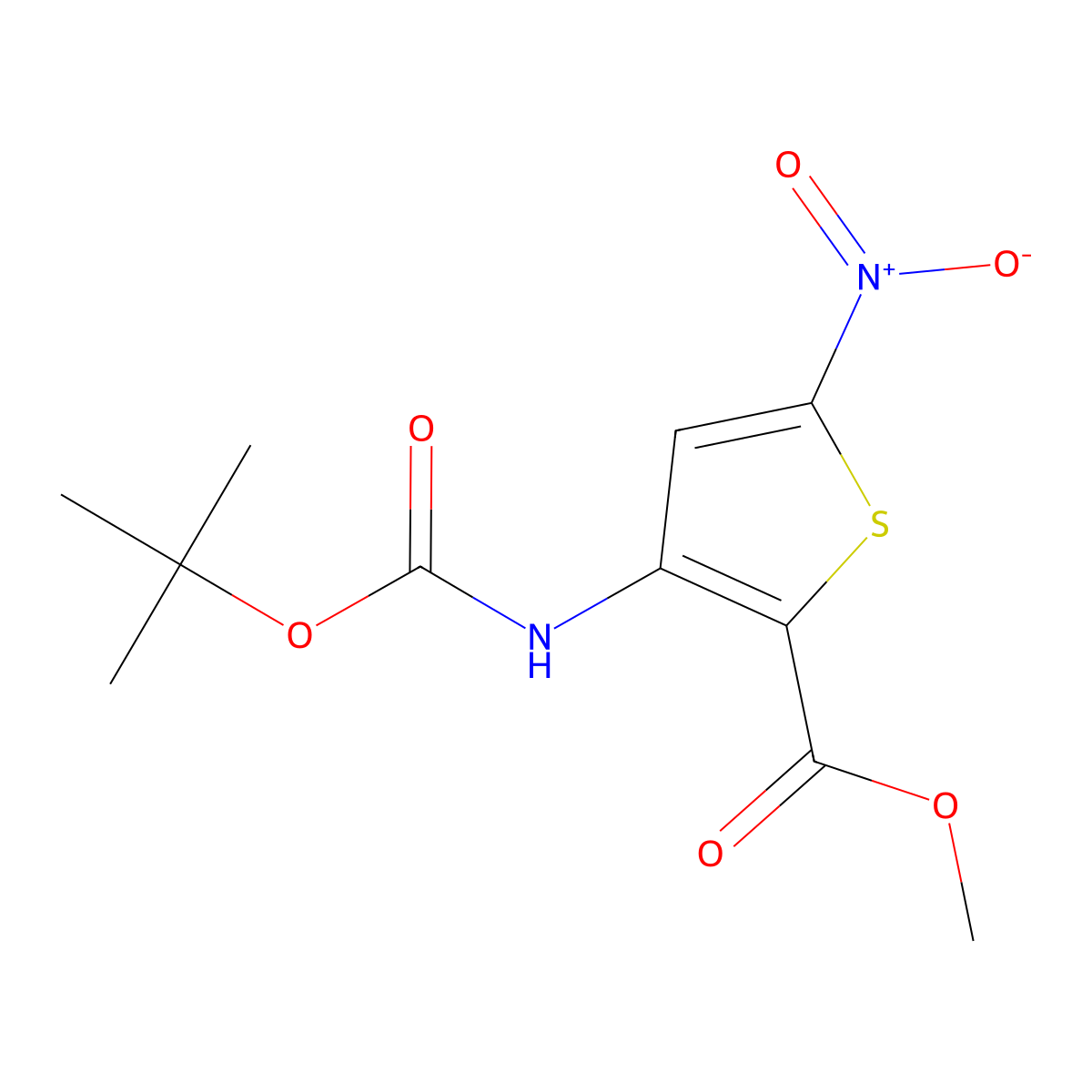 Methyl 3-{[(tert-butoxy)carbonyl]amino}-5-nitrothiophene-2-carboxylate molecular structure, CAS 2680877-07-8