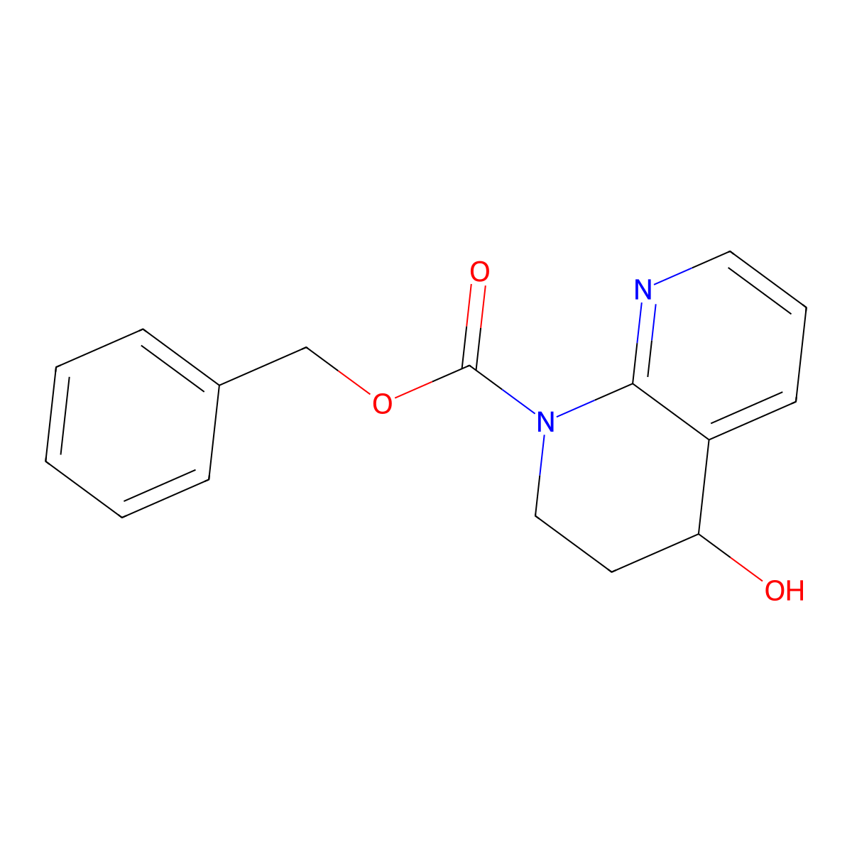Benzyl 4-hydroxy-1,2,3,4-tetrahydro-1,8-naphthyridine-1-carboxylate molecular structure, CAS 2680877-08-9
