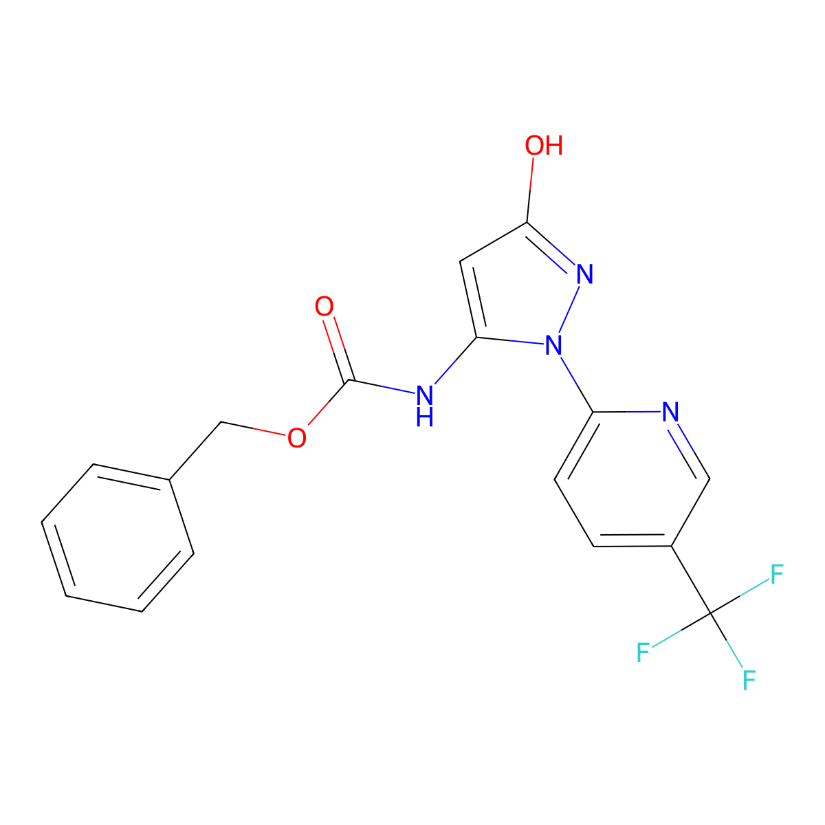 benzyl N-{3-hydroxy-1-[5-(trifluoromethyl)pyridin-2-yl]-1H-pyrazol-5-yl}carbamate molecular structure, CAS 2680877-10-3