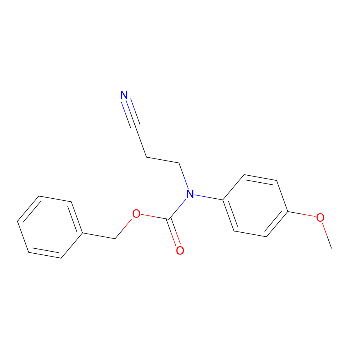 benzyl N-(2-cyanoethyl)-N-(4-methoxyphenyl)carbamate molecular structure, CAS 2680877-11-4