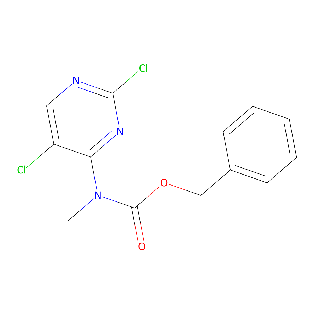 benzyl N-(2,5-dichloropyrimidin-4-yl)-N-methylcarbamate molecular structure, CAS 2680877-17-0