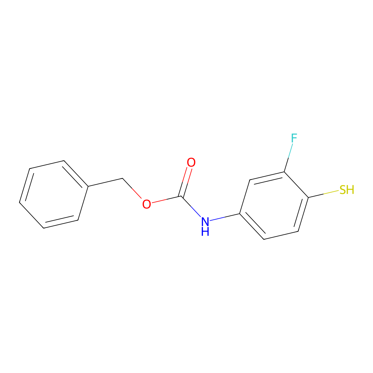 benzyl N-(3-fluoro-4-sulfanylphenyl)carbamate molecular structure, CAS 2680877-20-5