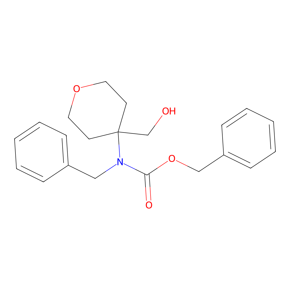 benzyl N-benzyl-N-[4-(hydroxymethyl)oxan-4-yl]carbamate molecular structure, CAS 2680877-29-4