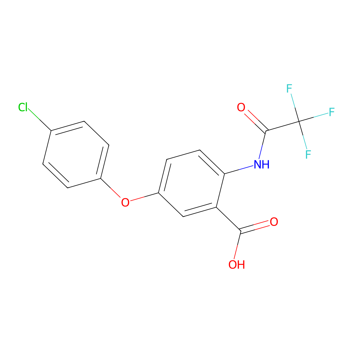 5-(4-Chlorophenoxy)-2-(2,2,2-trifluoroacetamido)benzoic acid molecular structure, CAS 2680877-33-0