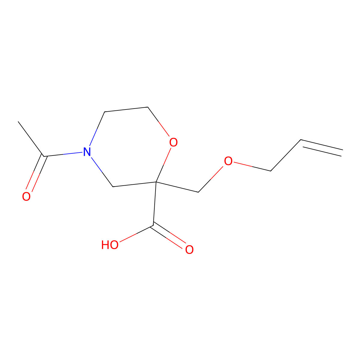 4-Acetyl-2-[(prop-2-en-1-yloxy)methyl]morpholine-2-carboxylic acid molecular structure, CAS 2680877-34-1