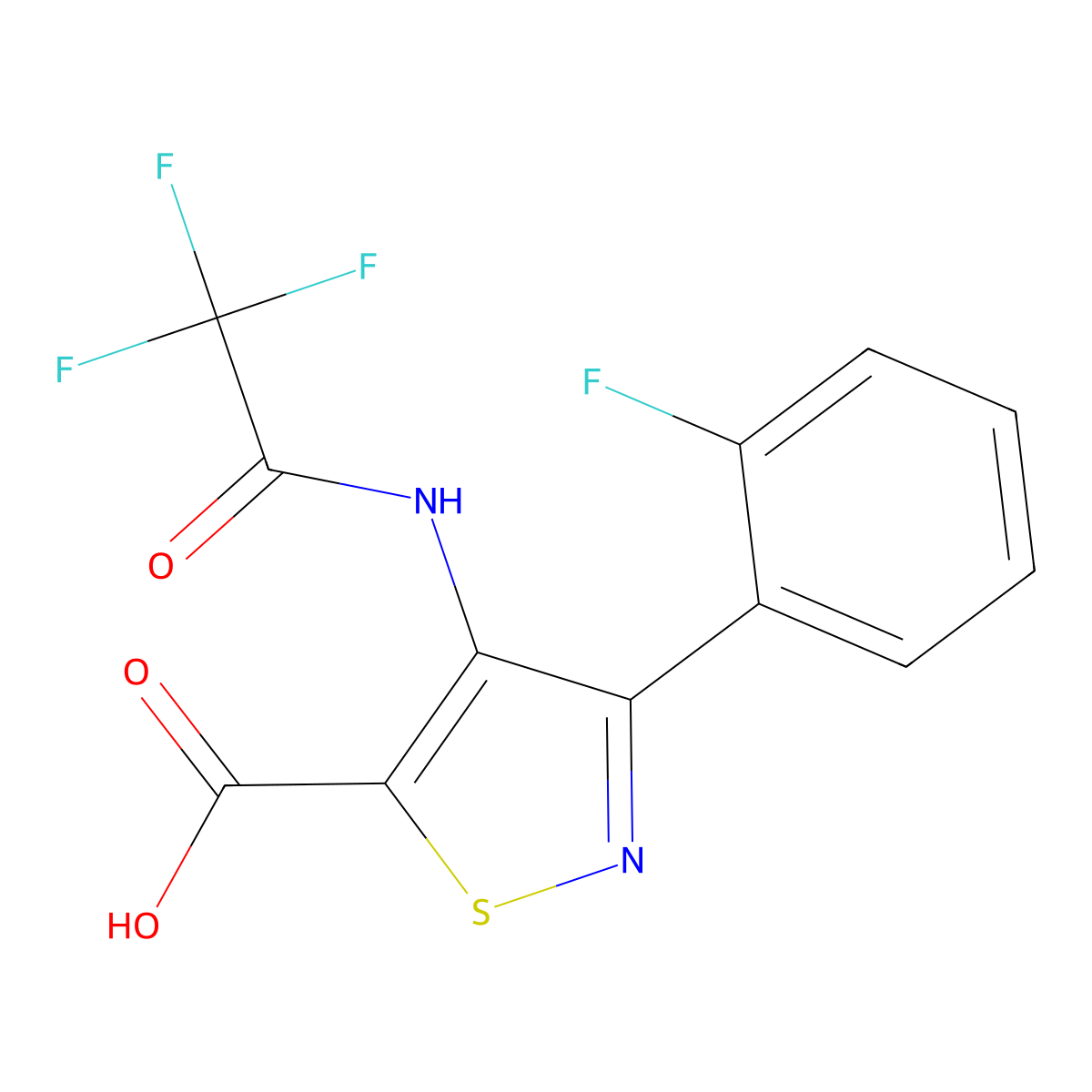 3-(2-Fluorophenyl)-4-(2,2,2-trifluoroacetamido)-1,2-thiazole-5-carboxylic acid molecular structure, CAS 2680877-40-9