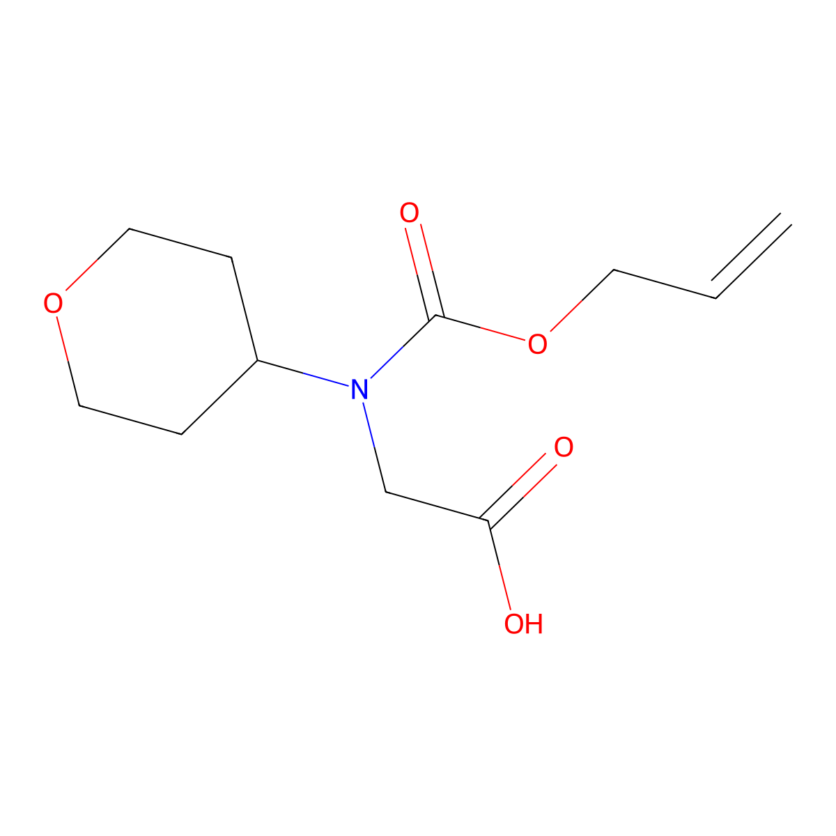 2-[(Oxan-4-yl)[(prop-2-en-1-yloxy)carbonyl]amino]acetic acid molecular structure, CAS 2680877-44-3