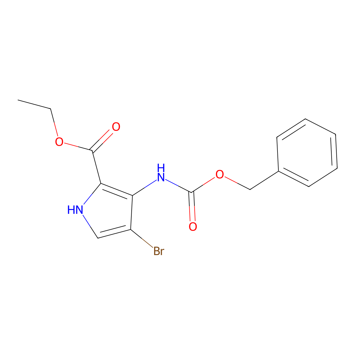 ethyl 3-{[(benzyloxy)carbonyl]amino}-4-bromo-1H-pyrrole-2-carboxylate molecular structure, CAS 2680877-52-3