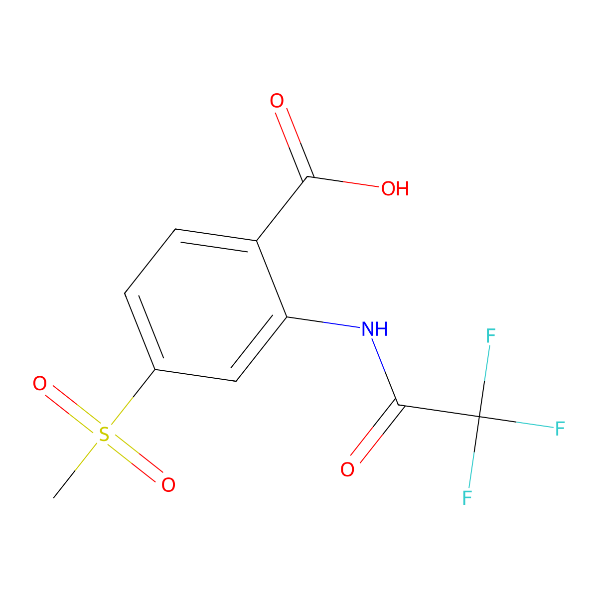 4-Methanesulfonyl-2-(2,2,2-trifluoroacetamido)benzoic acid molecular structure, CAS 2680877-65-8