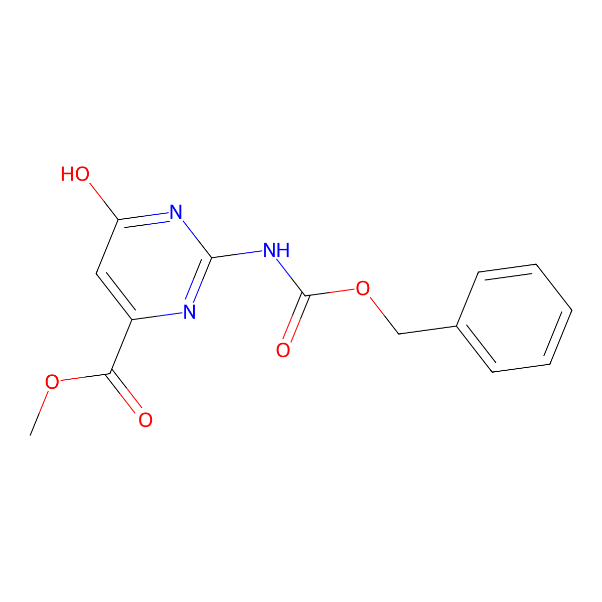 Methyl 2-{[(benzyloxy)carbonyl]amino}-6-hydroxypyrimidine-4-carboxylate molecular structure, CAS 2680877-68-1