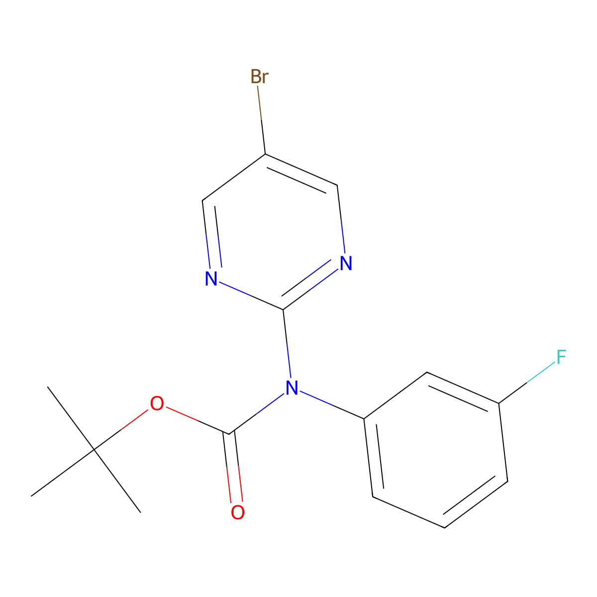 tert-butyl N-(5-bromopyrimidin-2-yl)-N-(3-fluorophenyl)carbamate molecular structure, CAS 2680877-77-2