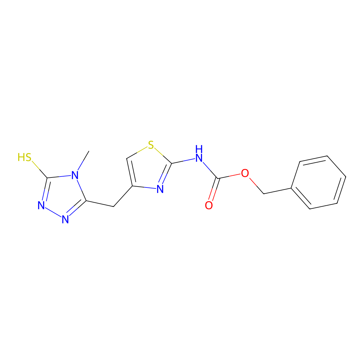 benzyl N-{4-[(4-methyl-5-sulfanyl-4H-1,2,4-triazol-3-yl)methyl]-1,3-thiazol-2-yl}carbamate molecular structure, CAS 2680877-80-7