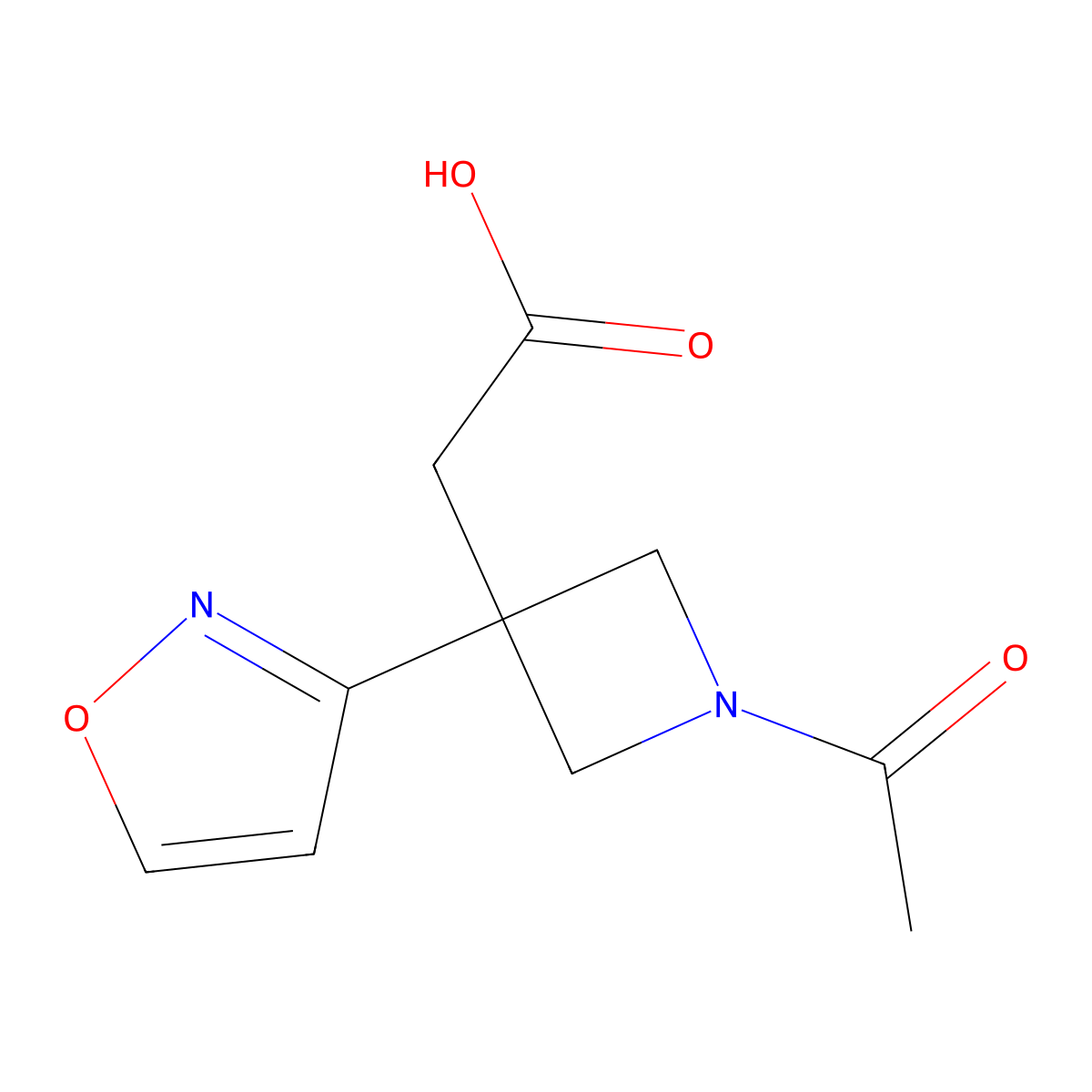 2-[1-Acetyl-3-(1,2-oxazol-3-yl)azetidin-3-yl]acetic acid molecular structure, CAS 2680877-88-5