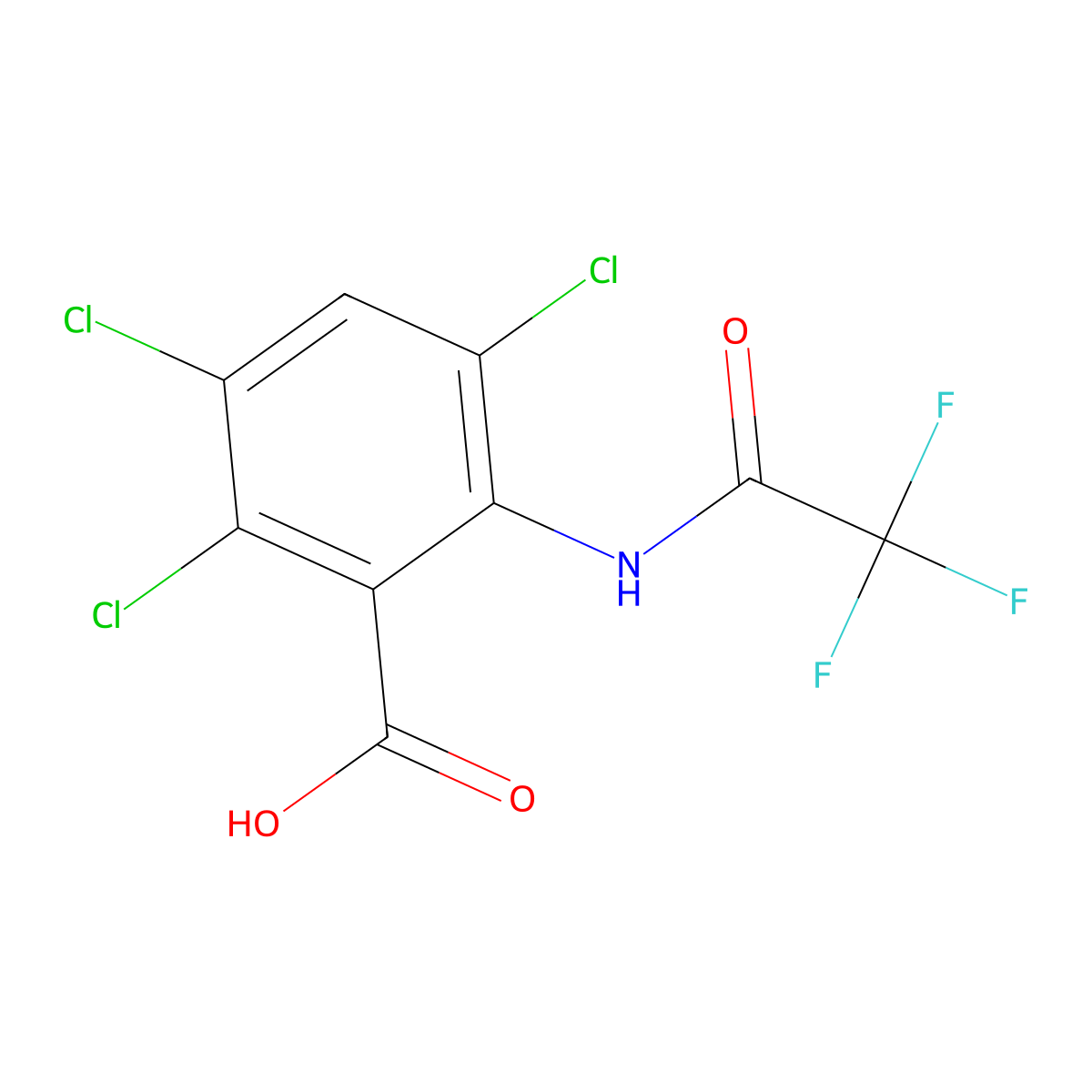 2,3,5-Trichloro-6-(2,2,2-trifluoroacetamido)benzoic acid molecular structure, CAS 2680877-89-6