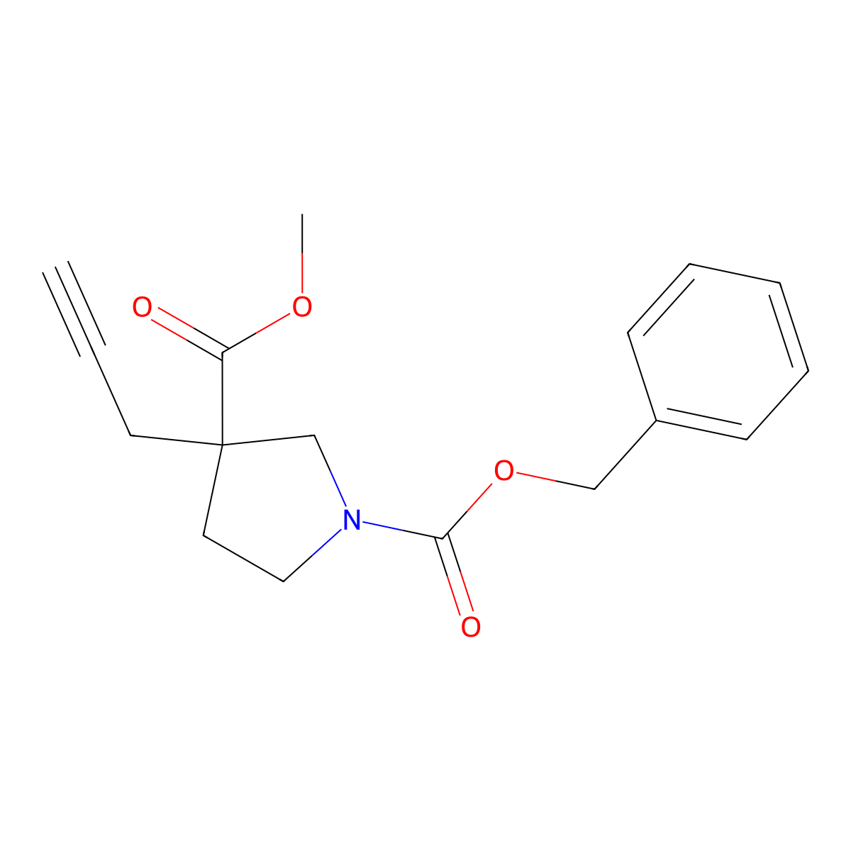 1-Benzyl 3-methyl 3-(prop-2-yn-1-yl)pyrrolidine-1,3-dicarboxylate molecular structure, CAS 2680877-93-2