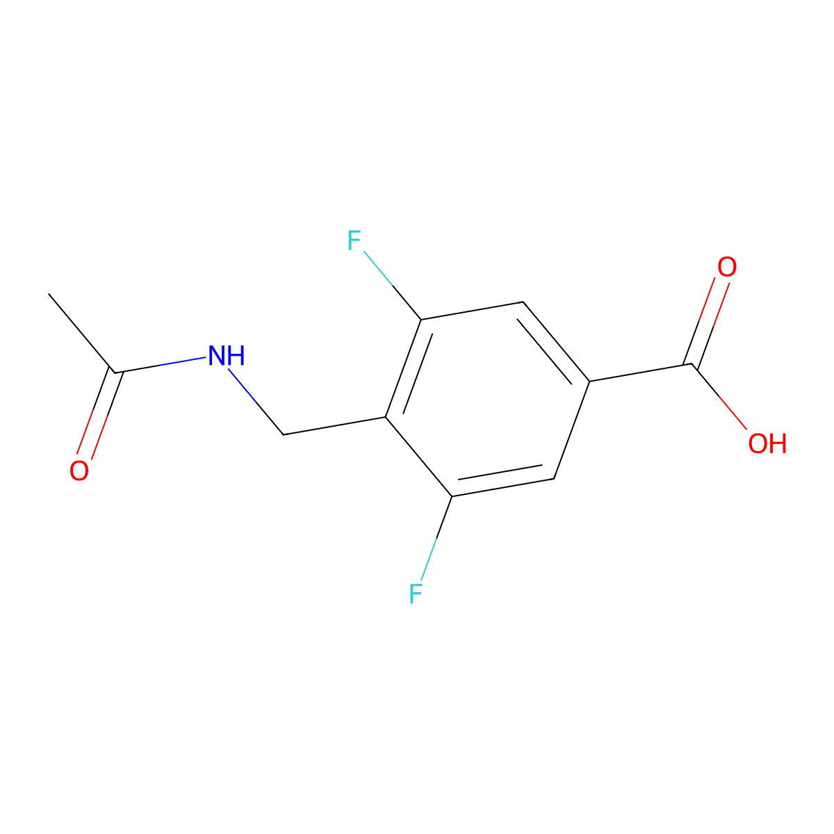4-(Acetamidomethyl)-3,5-difluorobenzoic acid molecular structure, CAS 2680877-98-7