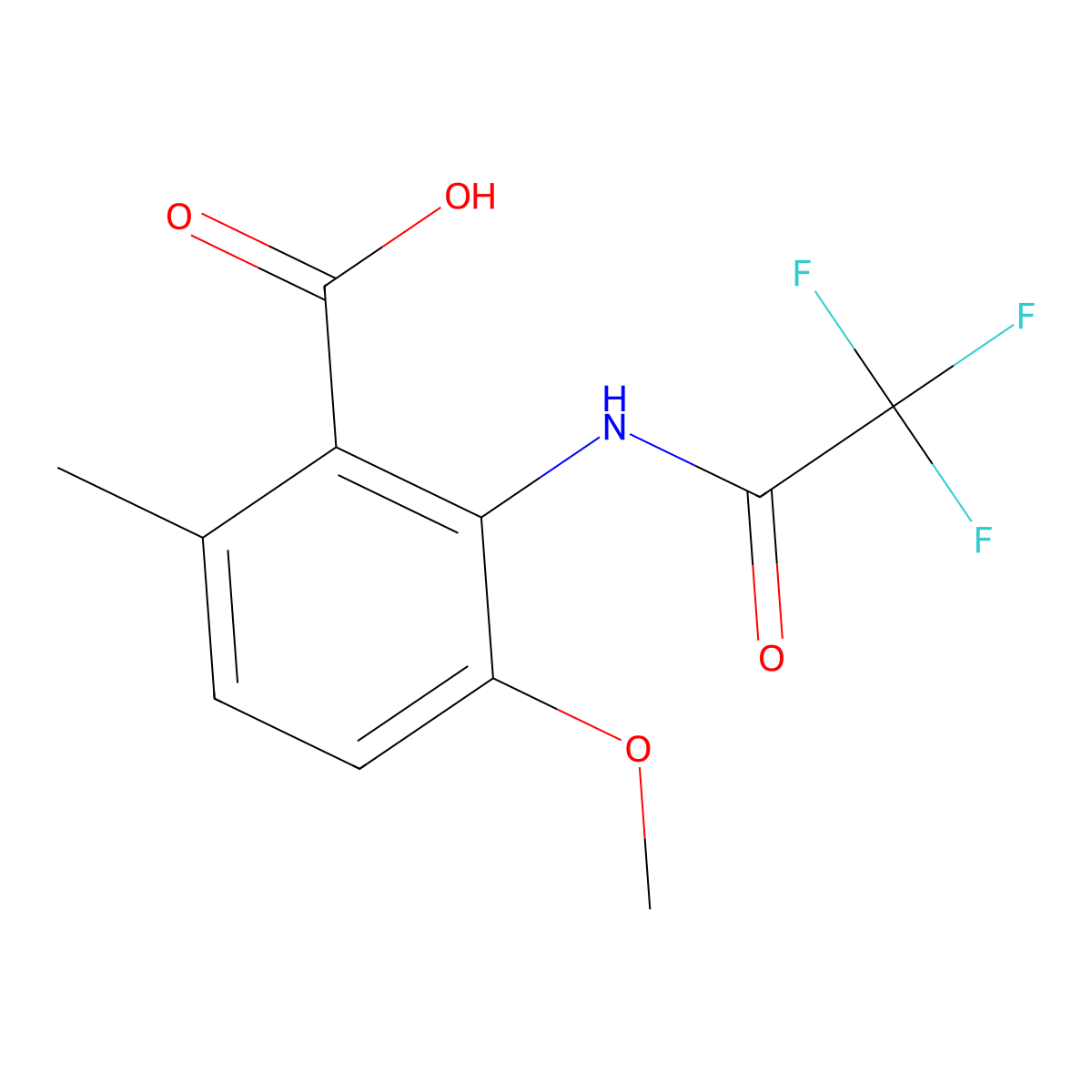 3-Methoxy-6-methyl-2-(2,2,2-trifluoroacetamido)benzoic acid molecular structure, CAS 2680878-00-4
