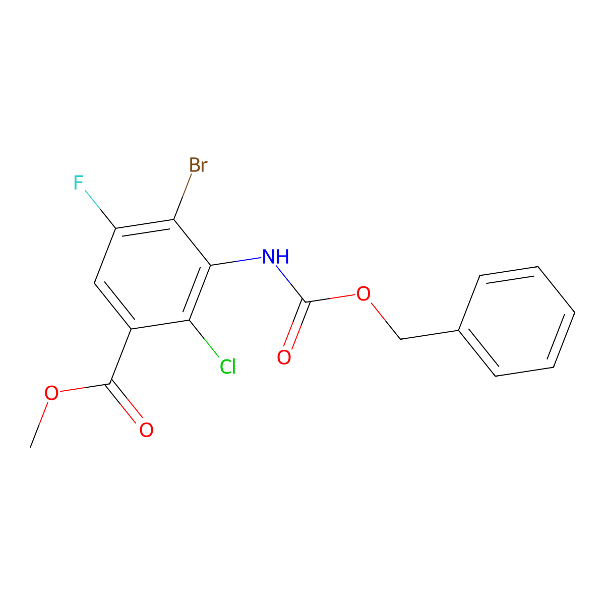 Methyl 3-{[(benzyloxy)carbonyl]amino}-4-bromo-2-chloro-5-fluorobenzoate molecular structure, CAS 2680878-03-7