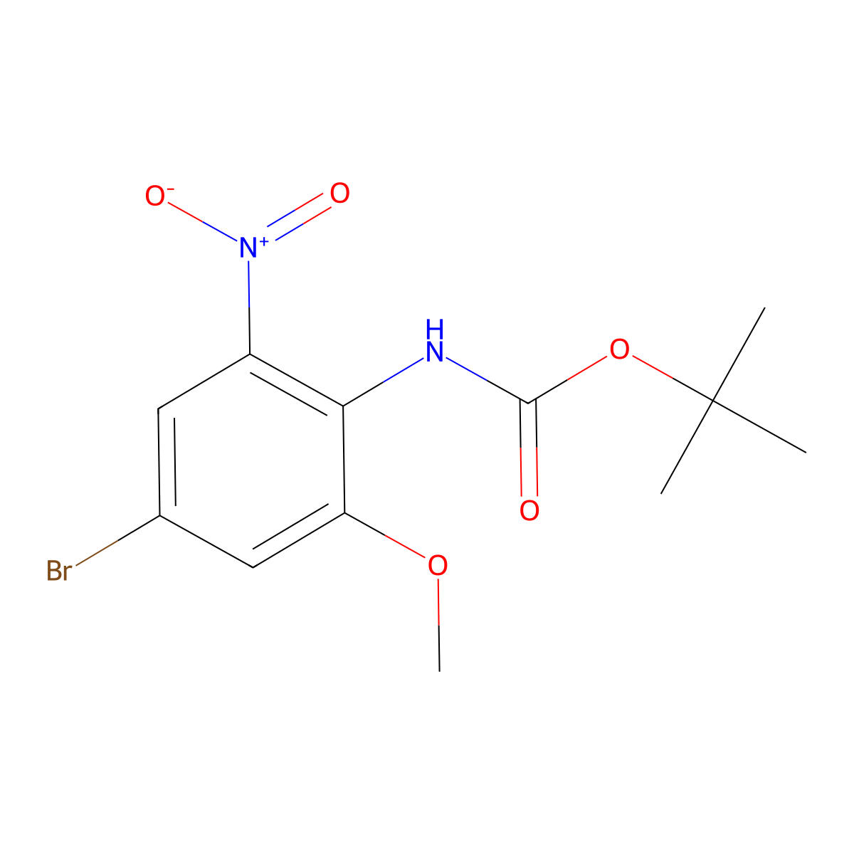 tert-butyl N-(4-bromo-2-methoxy-6-nitrophenyl)carbamate molecular structure, CAS 2680878-06-0