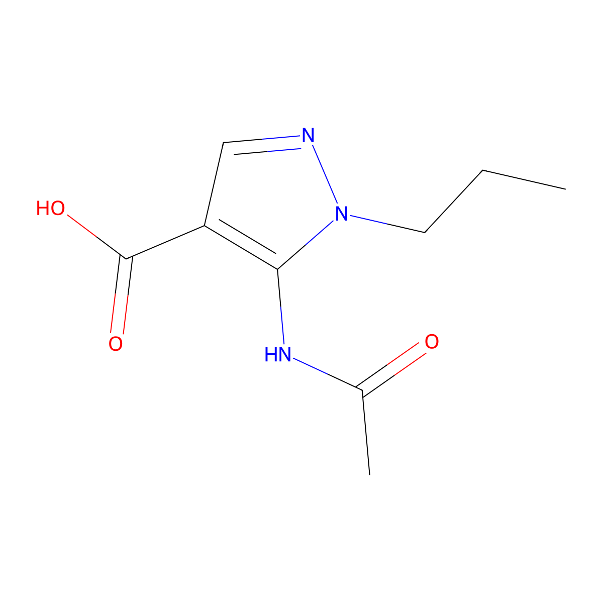 5-acetamido-1-propyl-1H-pyrazole-4-carboxylic acid molecular structure, CAS 2680878-08-2
