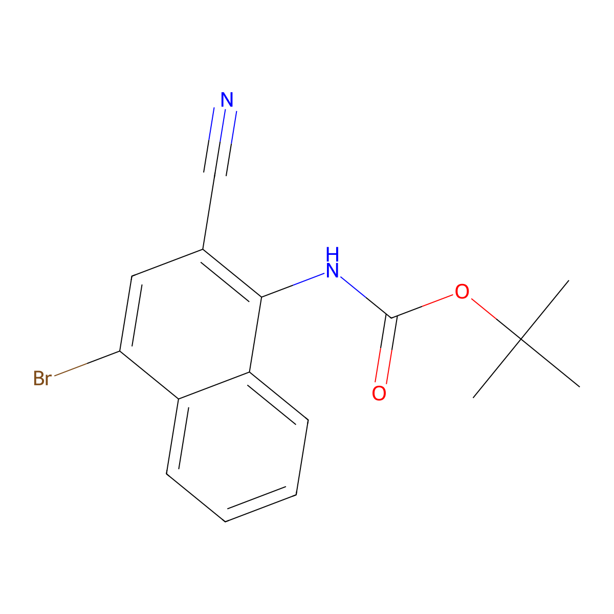 tert-butyl N-(4-bromo-2-cyanonaphthalen-1-yl)carbamate molecular structure, CAS 2680878-10-6