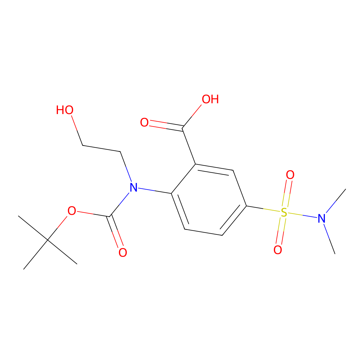 2-{[(Tert-butoxy)carbonyl](2-hydroxyethyl)amino}-5-(dimethylsulfamoyl)benzoic acid molecular structure, CAS 2680878-15-1