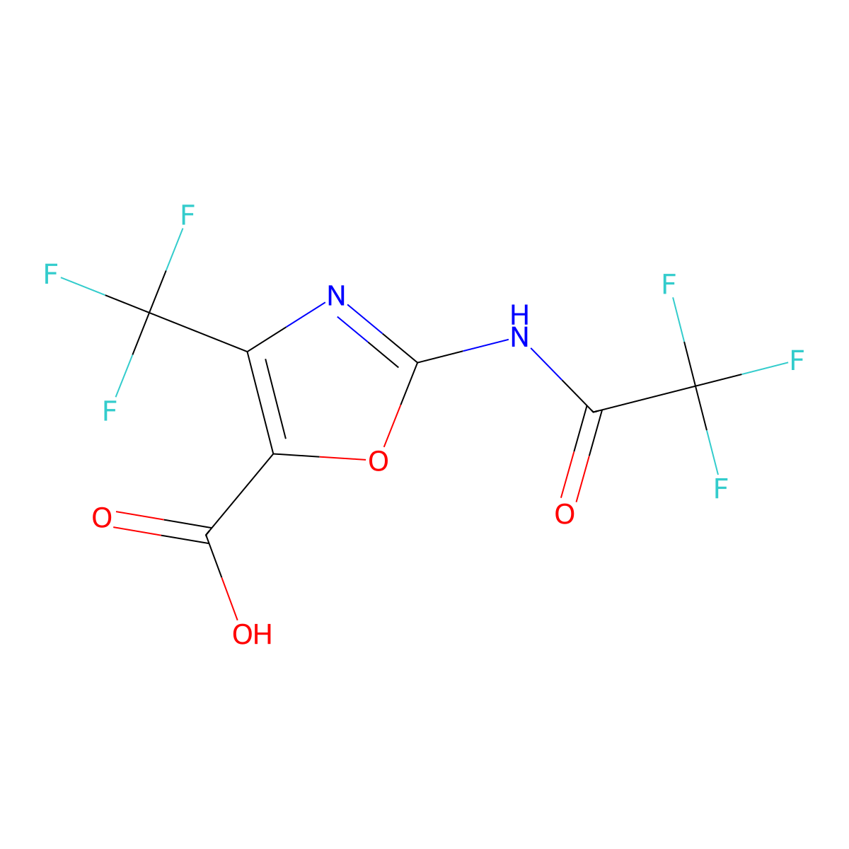2-(2,2,2-Trifluoroacetamido)-4-(trifluoromethyl)-1,3-oxazole-5-carboxylic acid molecular structure, CAS 2680878-21-9