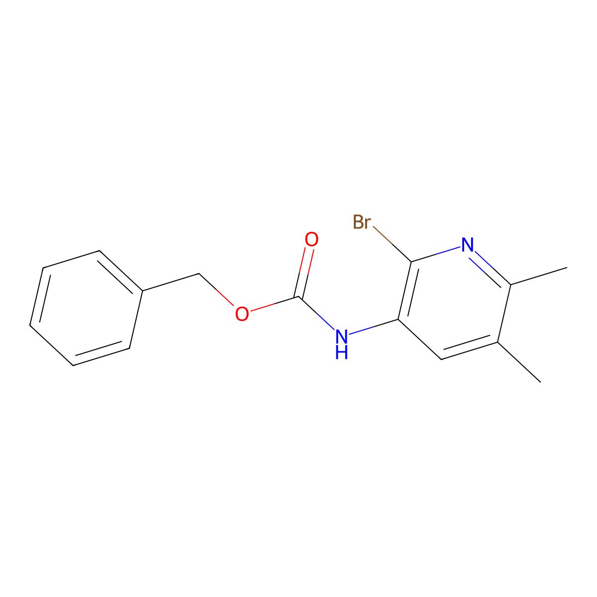 benzyl N-(2-bromo-5,6-dimethylpyridin-3-yl)carbamate molecular structure, CAS 2680878-27-5