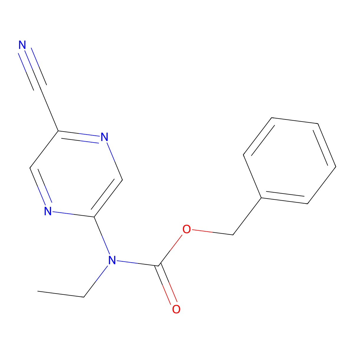 benzyl N-(5-cyanopyrazin-2-yl)-N-ethylcarbamate molecular structure, CAS 2680878-28-6