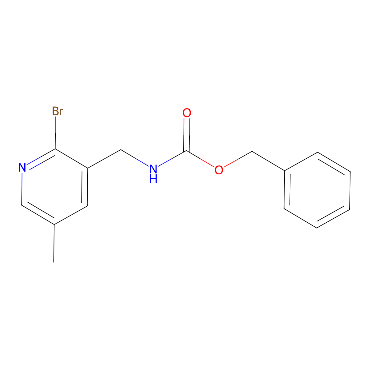 benzyl N-[(2-bromo-5-methylpyridin-3-yl)methyl]carbamate molecular structure, CAS 2680878-34-4