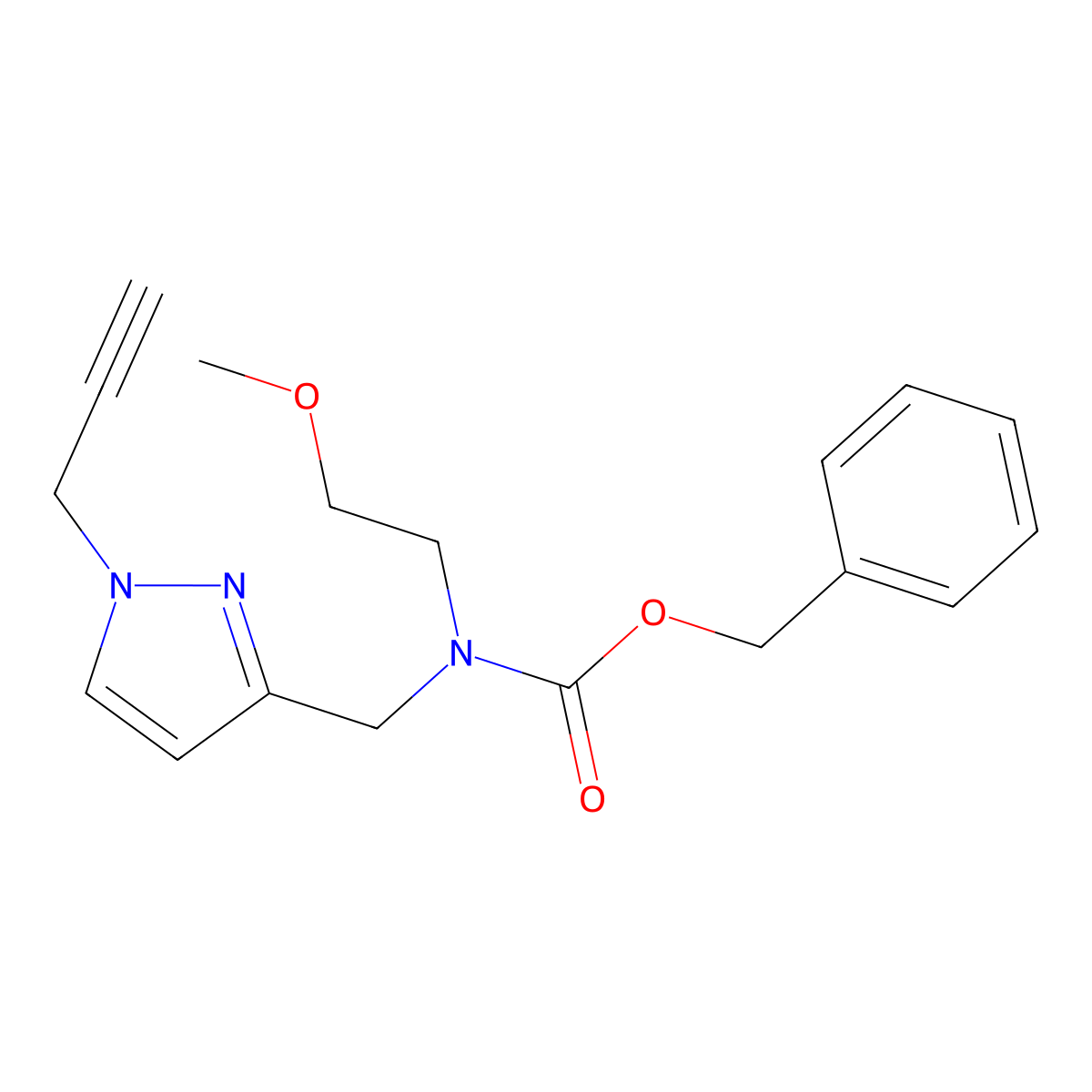 benzyl N-(2-methoxyethyl)-N-{[1-(prop-2-yn-1-yl)-1H-pyrazol-3-yl]methyl}carbamate molecular structure, CAS 2680878-38-8