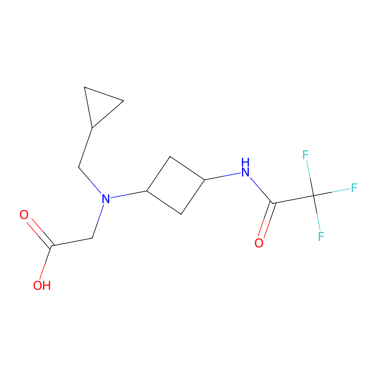 2-[(Cyclopropylmethyl)[3-(2,2,2-trifluoroacetamido)cyclobutyl]amino]acetic acid molecular structure, CAS 2680878-40-2