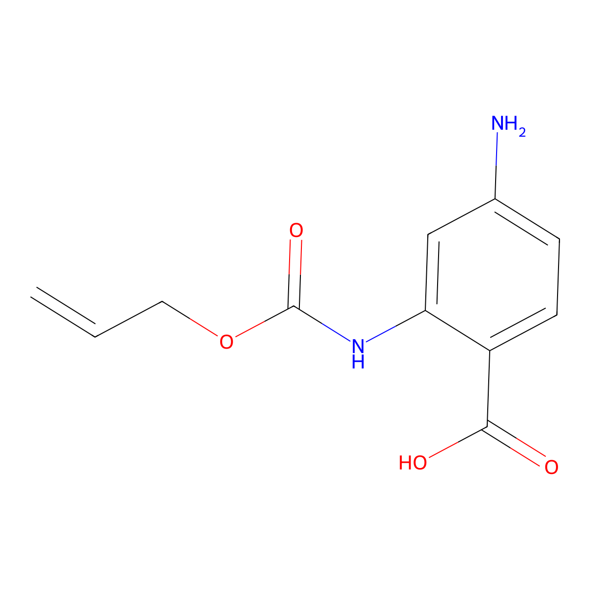 4-Amino-2-{[(prop-2-en-1-yloxy)carbonyl]amino}benzoic acid molecular structure, CAS 2680878-48-0