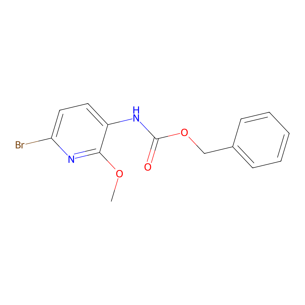 benzyl N-(6-bromo-2-methoxypyridin-3-yl)carbamate molecular structure, CAS 2680878-51-5