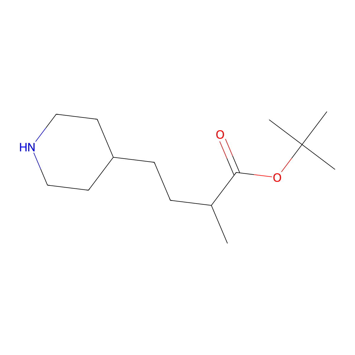 Tert-butyl 2-methyl-4-(piperidin-4-yl)butanoate molecular structure, CAS 2680878-55-9