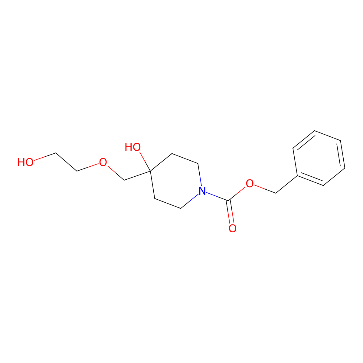 Benzyl 4-hydroxy-4-[(2-hydroxyethoxy)methyl]piperidine-1-carboxylate molecular structure, CAS 2680878-65-1