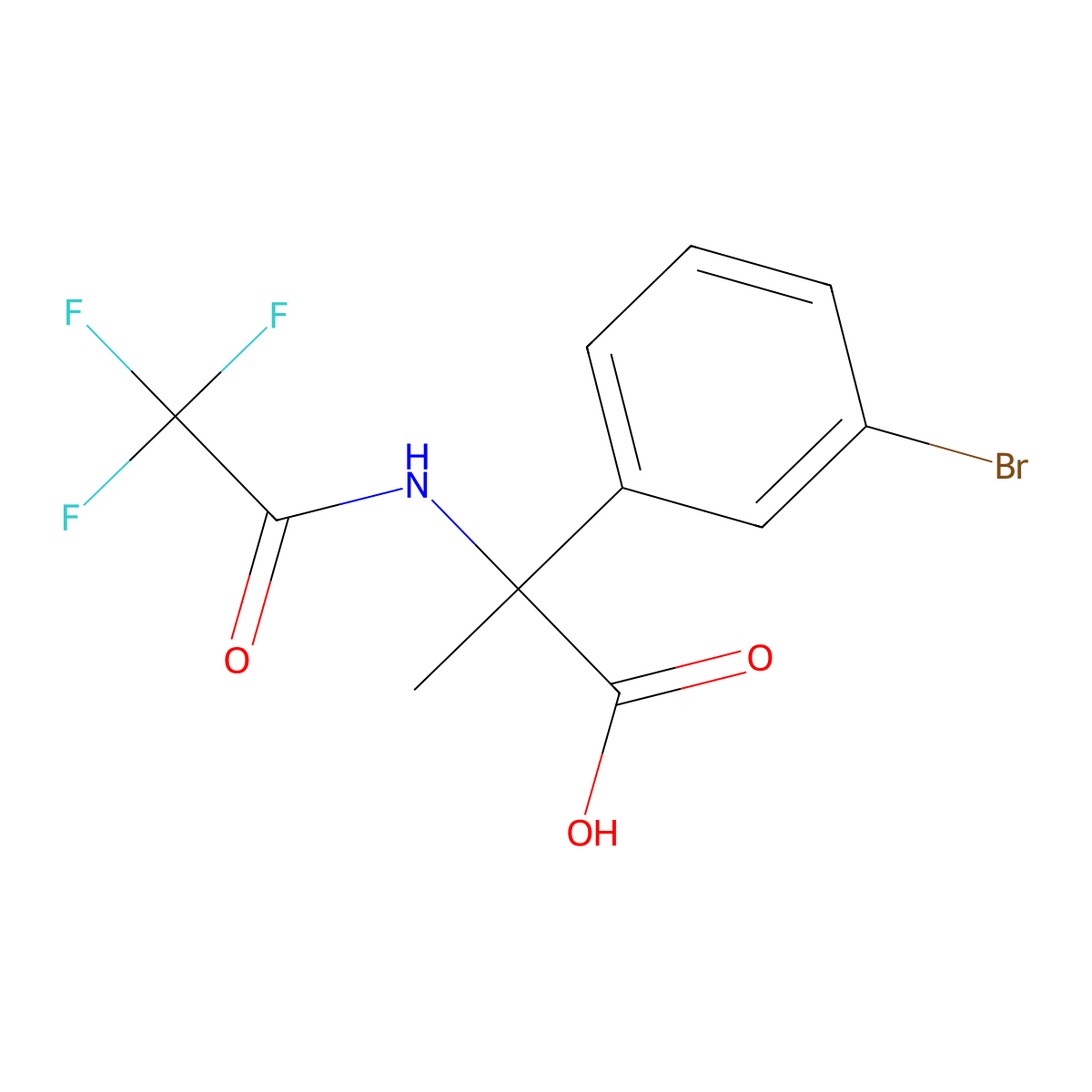 2-(3-Bromophenyl)-2-(2,2,2-trifluoroacetamido)propanoic acid molecular structure, CAS 2680878-67-3