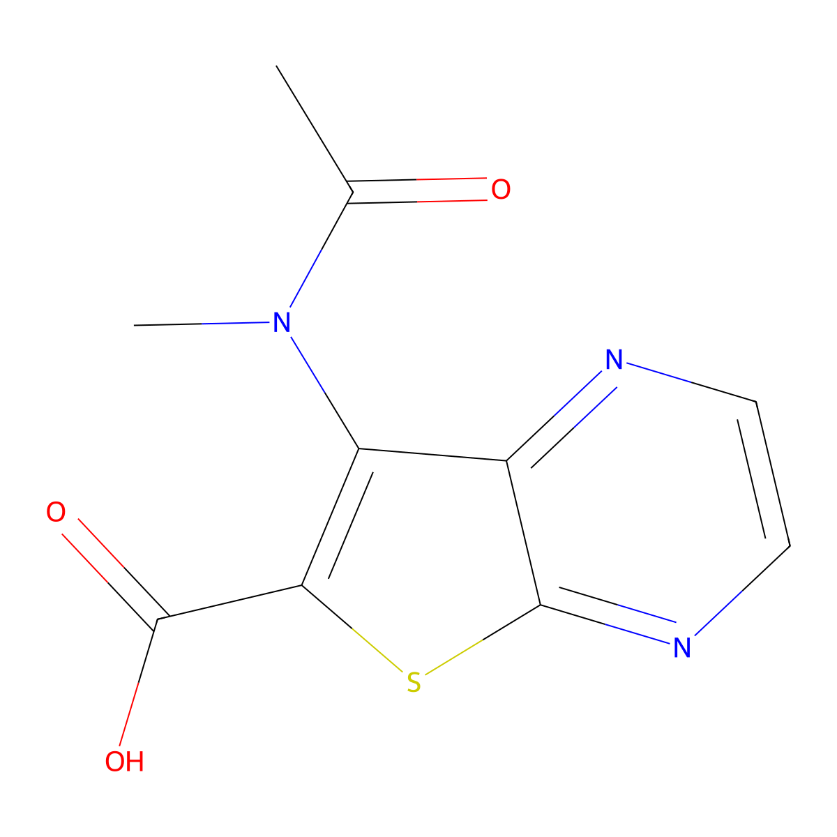 7-(N-methylacetamido)thieno[2,3-b]pyrazine-6-carboxylic acid molecular structure, CAS 2680878-82-2