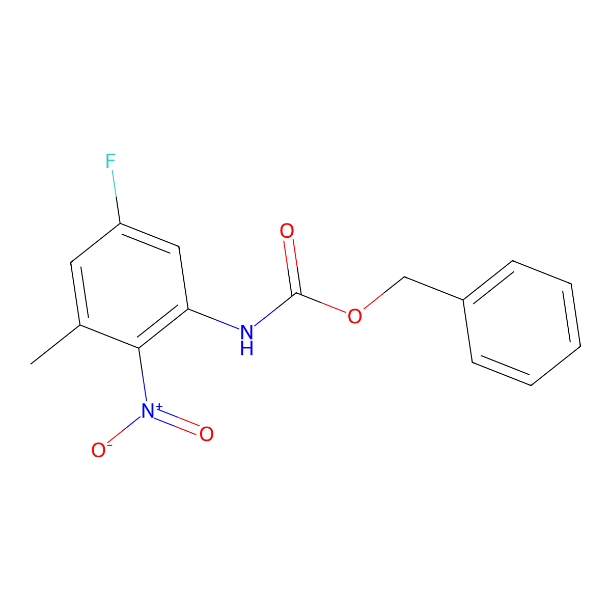 benzyl N-(5-fluoro-3-methyl-2-nitrophenyl)carbamate molecular structure, CAS 2680878-84-4