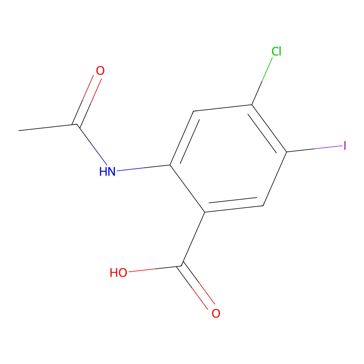 4-Chloro-2-acetamido-5-iodobenzoic acid molecular structure, CAS 2680878-88-8