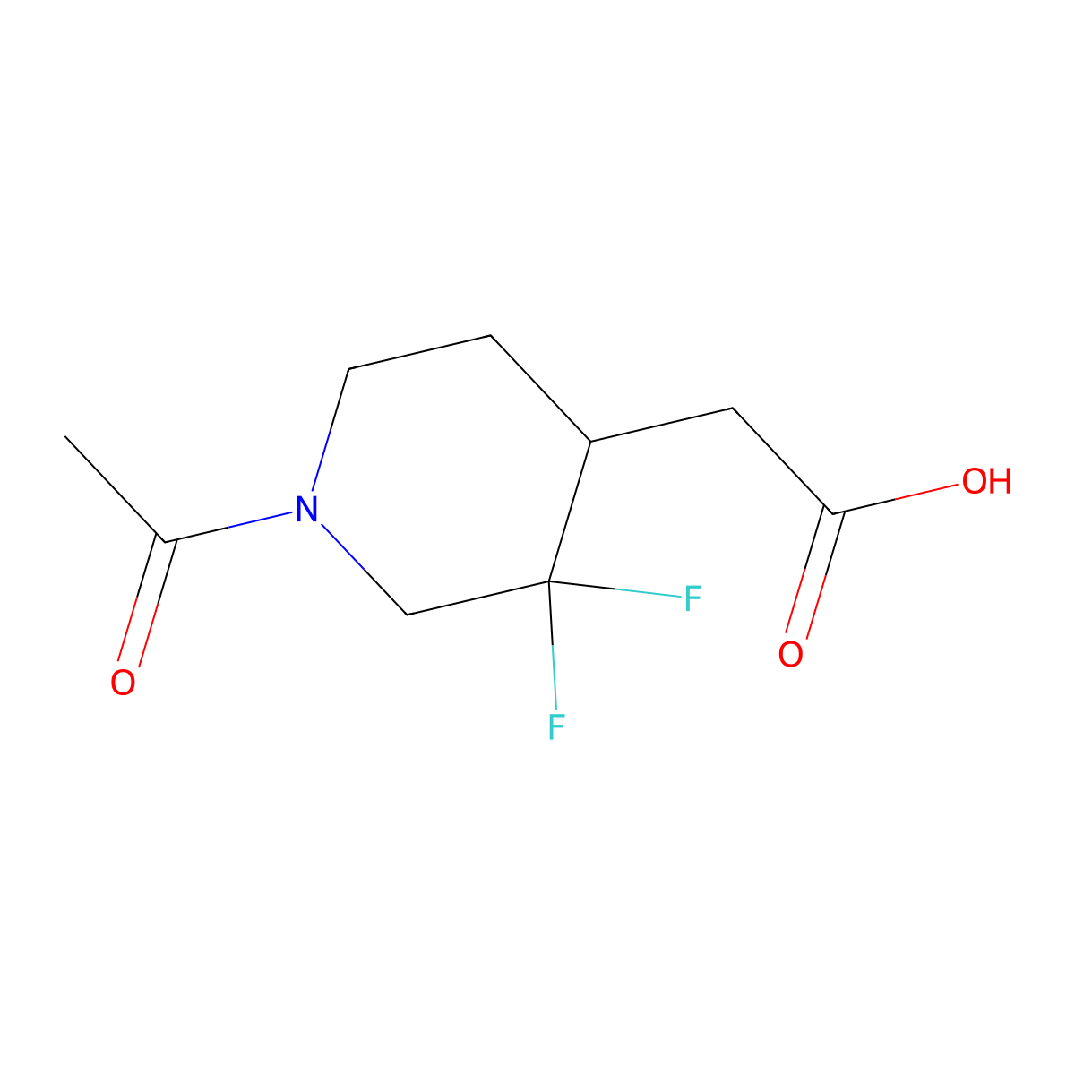 2-(1-Acetyl-3,3-difluoropiperidin-4-yl)acetic acid molecular structure, CAS 2680879-00-7