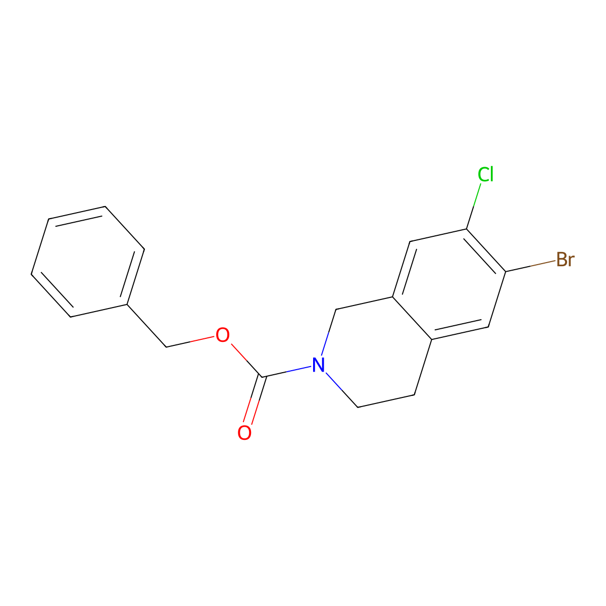 Benzyl 6-bromo-7-chloro-1,2,3,4-tetrahydroisoquinoline-2-carboxylate molecular structure, CAS 2680879-03-0