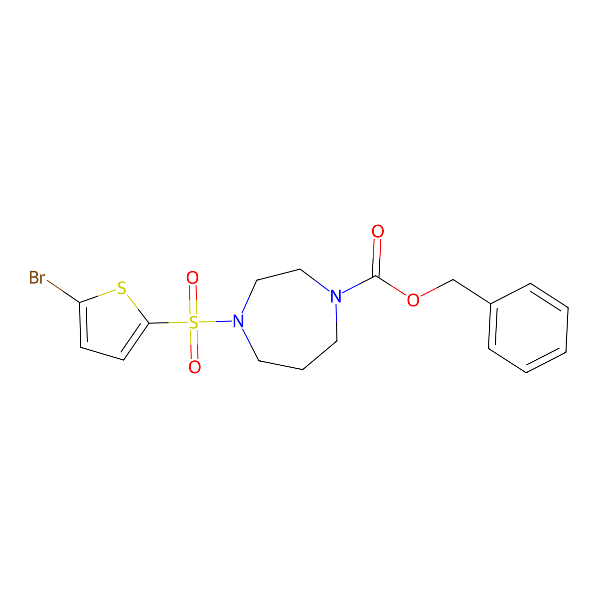 Benzyl 4-[(5-bromothiophen-2-yl)sulfonyl]-1,4-diazepane-1-carboxylate molecular structure, CAS 2680879-04-1