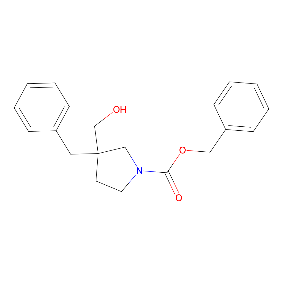Benzyl 3-benzyl-3-(hydroxymethyl)pyrrolidine-1-carboxylate molecular structure, CAS 2680879-12-1
