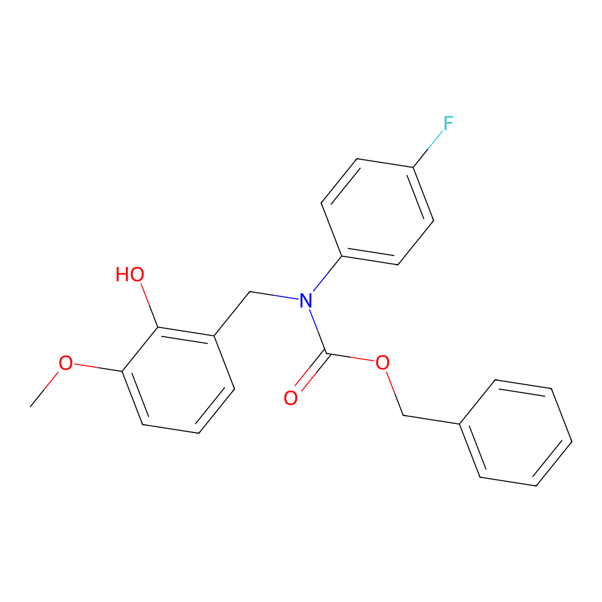 benzyl N-(4-fluorophenyl)-N-[(2-hydroxy-3-methoxyphenyl)methyl]carbamate molecular structure, CAS 2680879-17-6