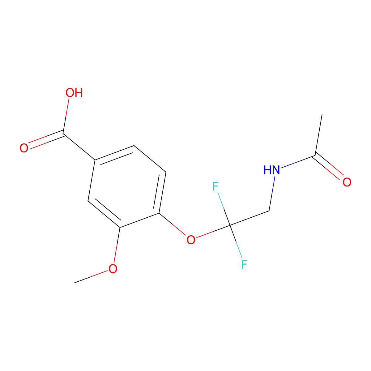 4-(2-Acetamido-1,1-difluoroethoxy)-3-methoxybenzoic acid molecular structure, CAS 2680879-20-1