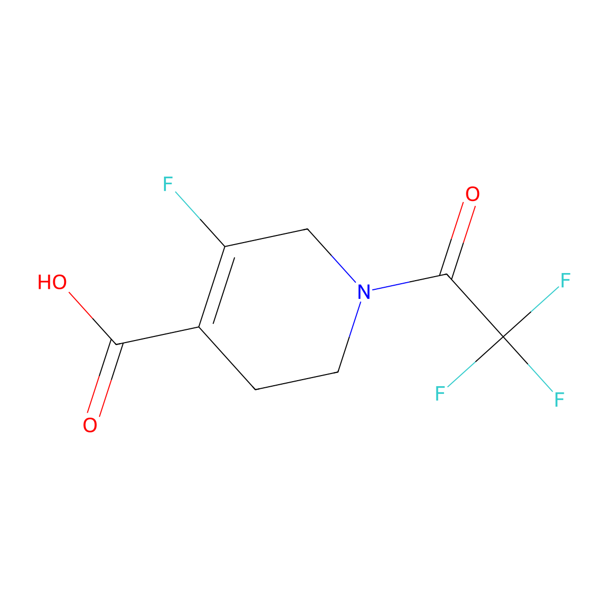 5-Fluoro-1-(trifluoroacetyl)-1,2,3,6-tetrahydropyridine-4-carboxylic acid molecular structure, CAS 2680879-21-2