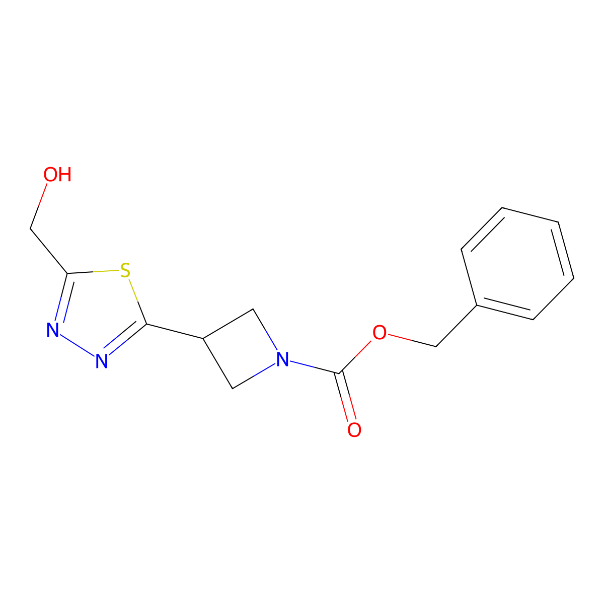 Benzyl 3-[5-(hydroxymethyl)-1,3,4-thiadiazol-2-yl]azetidine-1-carboxylate molecular structure, CAS 2680879-24-5