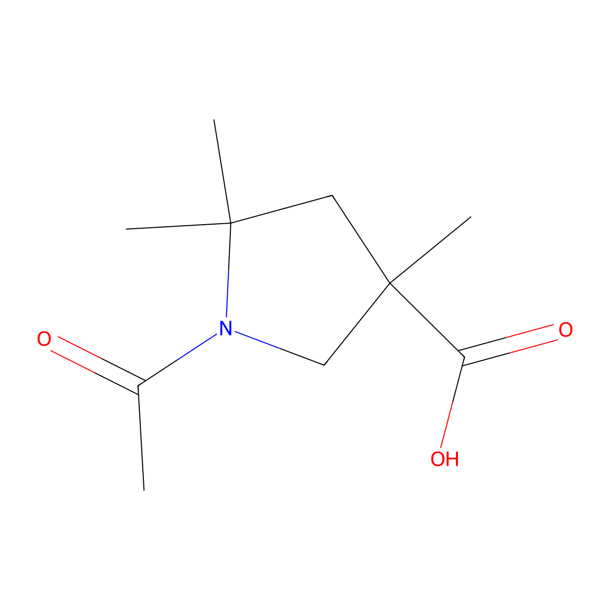 1-Acetyl-3,5,5-trimethylpyrrolidine-3-carboxylic acid molecular structure, CAS 2680879-25-6