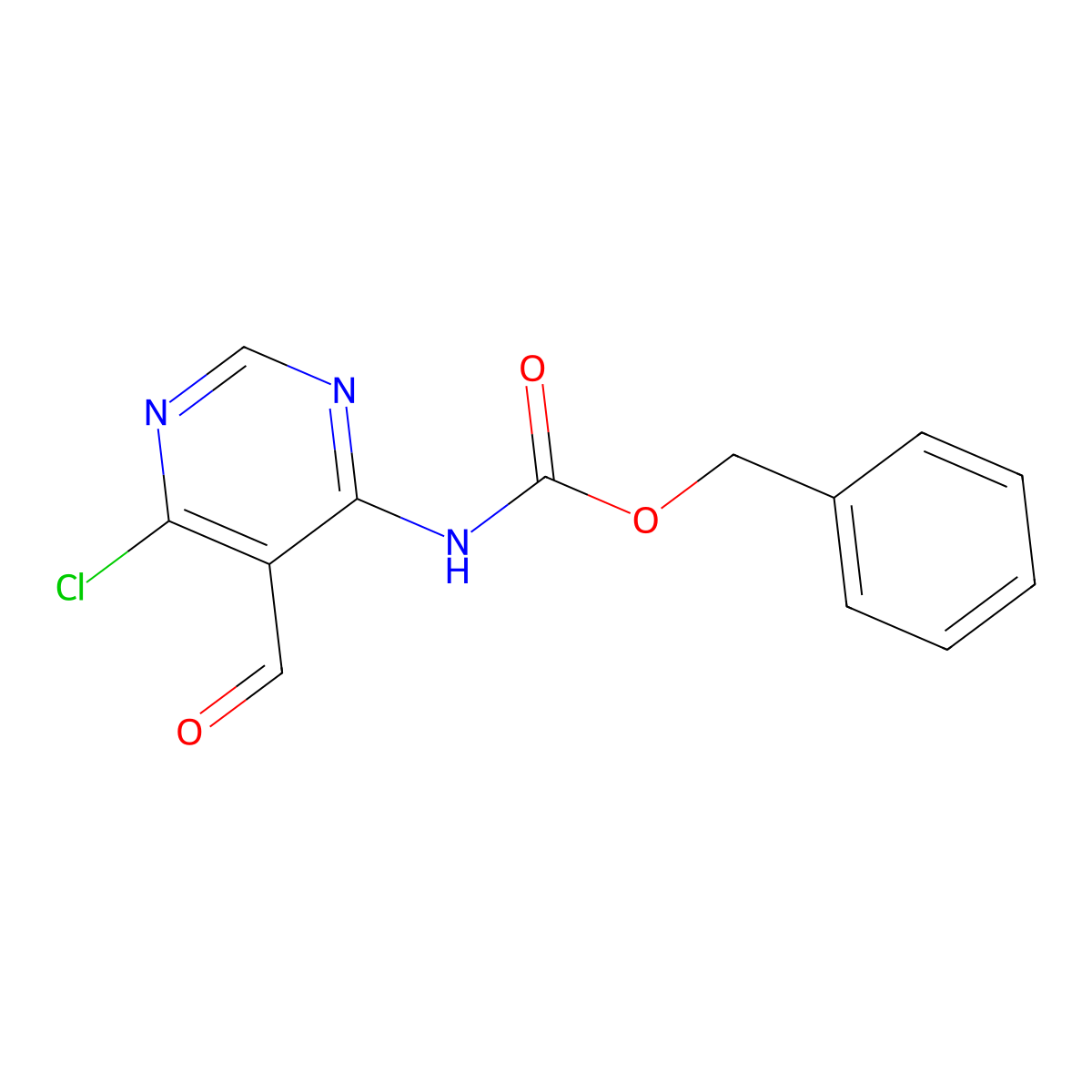 benzyl N-(6-chloro-5-formylpyrimidin-4-yl)carbamate molecular structure, CAS 2680879-26-7